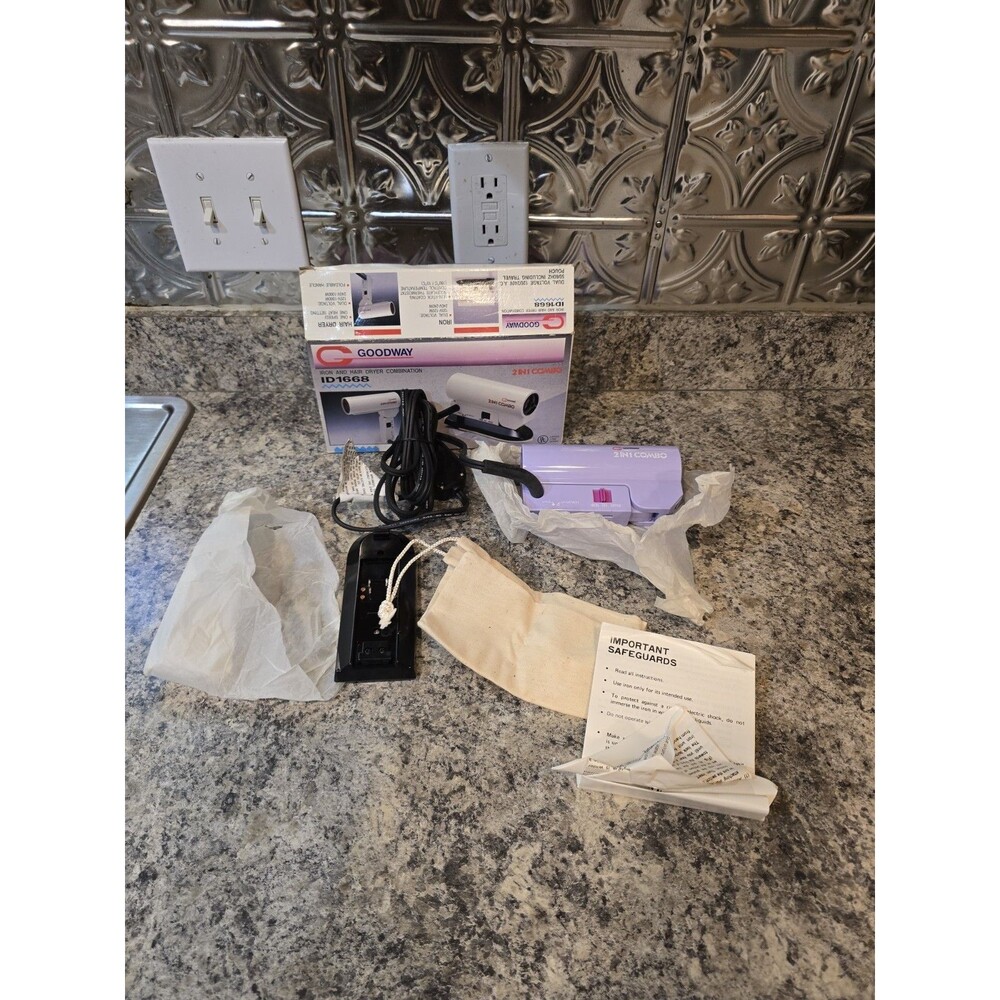New Vintage Goodway 2-in-1 Iron & Hair Dryer Combination (ID1668) Pastel Purple